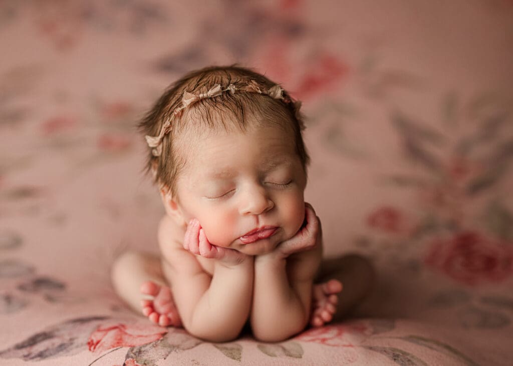 newborn baby girl during her styled newborn studio session with Clarksville photographer Jess Pearson