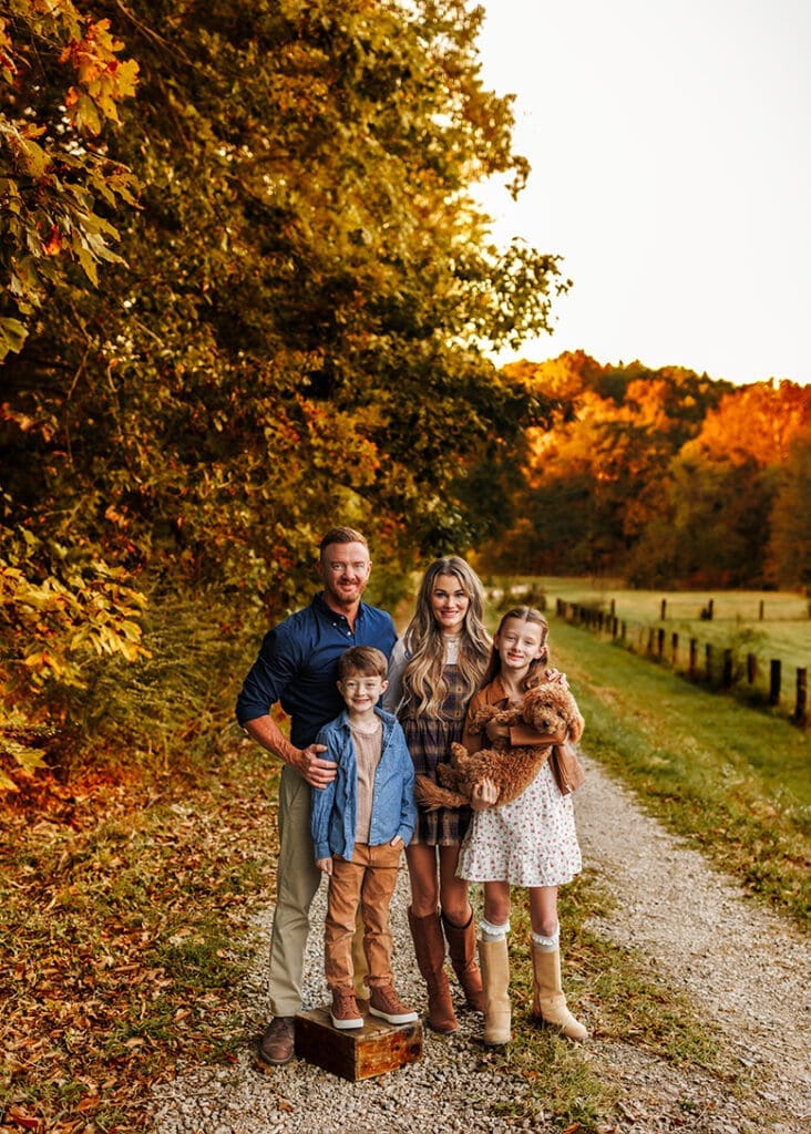 family posing for fall amily photo in clarksville tn