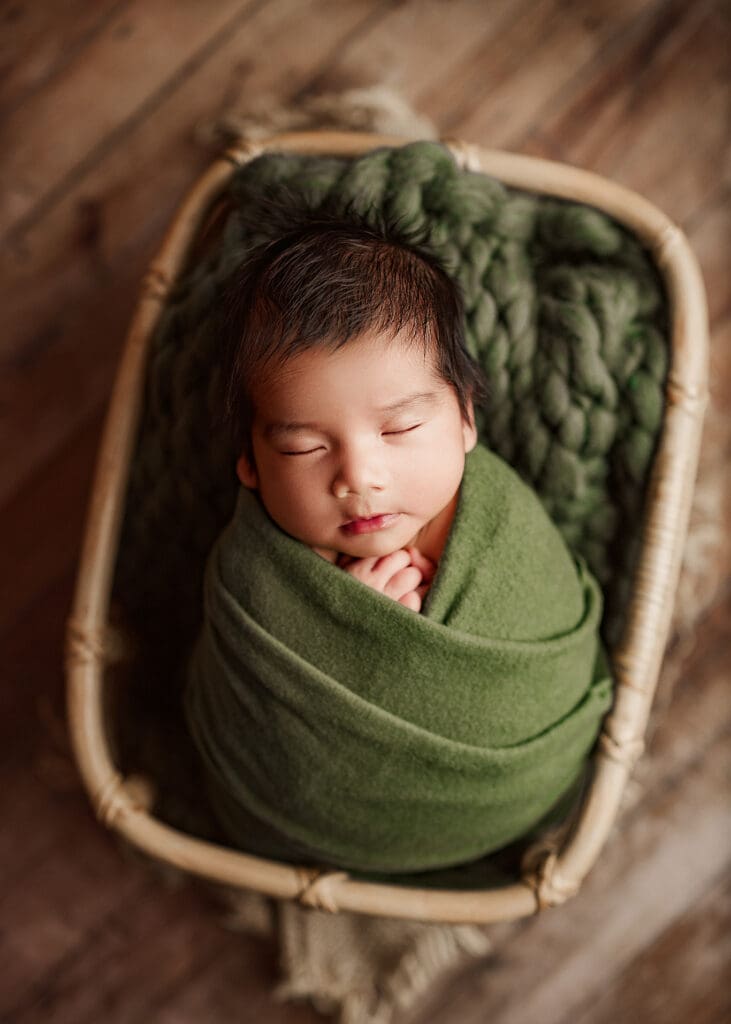 wrapped up baby boy photo from newborn photo session