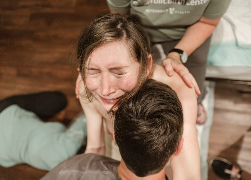 mom progressing through transition stage of labor